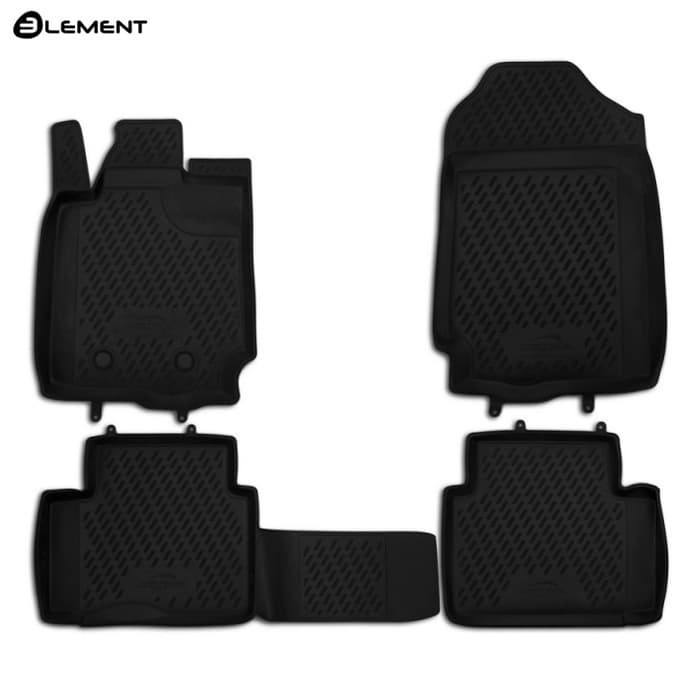 Коврики в салон Ford Ranger (T6) 2011-2015, полиуретан Element, Черный, для EXTENDED Cab (полуторная кабина) Арт. CARFRD00007kh
