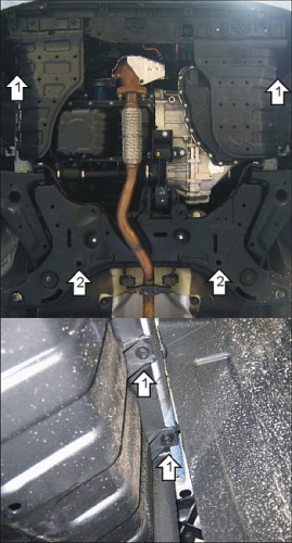 Защита картера двигателя, КПП Kia Picanto I 2004-2007 V-1,1D, 1,0, 1,1 FWD Арт. 01026