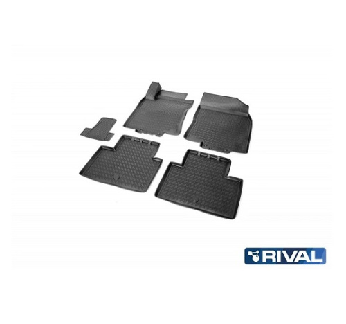 Коврики в салон Nissan X-Trail (T32) 2013-2019, полиуретан 3D Rival, Черный, Арт. 14109001