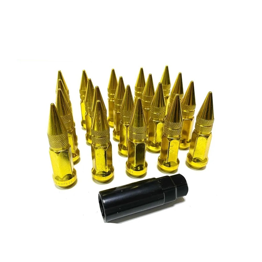 Комплект гаек M12x1.25 Конус h-80мм закрытая, Золотой, Ключ 19, Арт. KK911944SD/GD