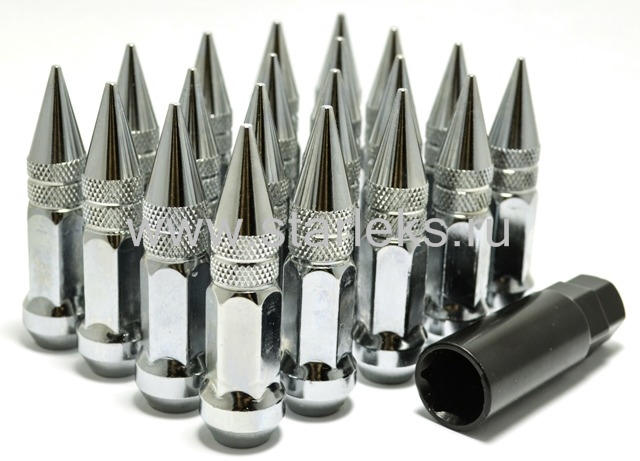 Гайка колеса M12x1.25 Конус h-80мм пики, Хром, Ключ 19, Арт. K911944SD/CR