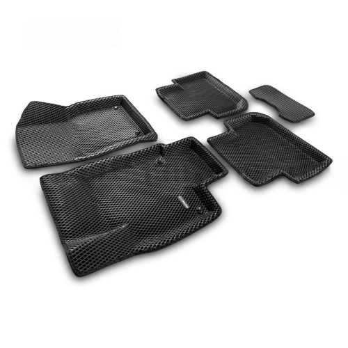 Коврики в салон Volkswagen Tiguan  2016-2020, 3D EVA Euromat, Черный, Укороченные Арт. EM3DEVA005420