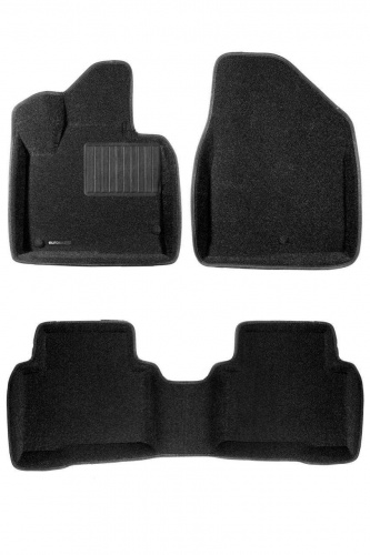Коврики в салон Hyundai Grand Santa Fe (DM) 2013-2016, 3D ткань Euromat Business, Черный, Арт. EMC3D002700