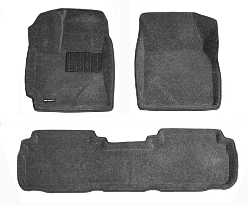 Коврики в салон Toyota Highlander (U40) 2007-2010, 3D ткань Euromat Business, Серый, Арт. EMC3D005111G
