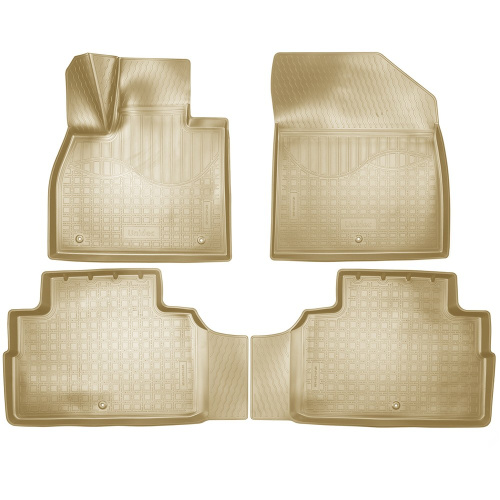 Коврики в салон Hyundai Palisade 2018-2021, полиуретан 3D Norplast, Бежевый, 7 мест Арт. NPA11C31480B