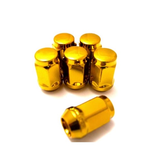 Комплект гаек M12x1.25 Конус h-35мм закрытая, Золотой, Ключ 17, Арт. KK401444HT/GD