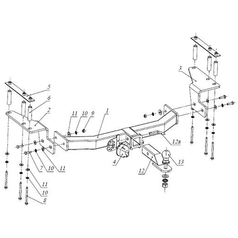 Фаркоп SsangYong Kyron I 2005-2007 Е с антистуком БИЗОН Арт. FA0580EAK