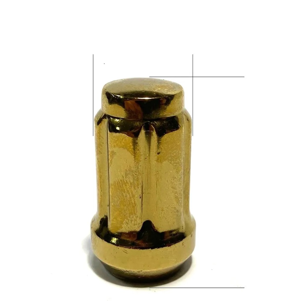 Гайка колеса M12x1.25 Конус h-35мм закрытая, Золотой, Ключ внешний 12-шлицевой, Арт. B911144SD/EGD
