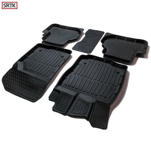 Коврики в салон Volkswagen Golf  2012-2017 Хэтчбэк 5 дв., резина 3D SRTK Premium, Черный, Арт. PR.W.G.7.13G.02X55