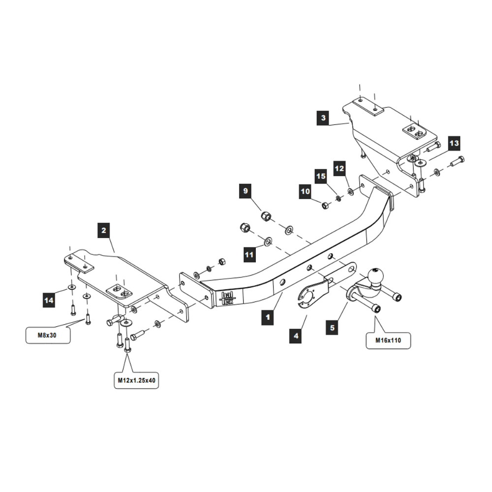 Фаркоп Toyota Land Cruiser Prado (J120) 2002-2007 5 дв. (нержавеющее покрытие), балка открытая с нерж. на BALTEX Арт. 249487