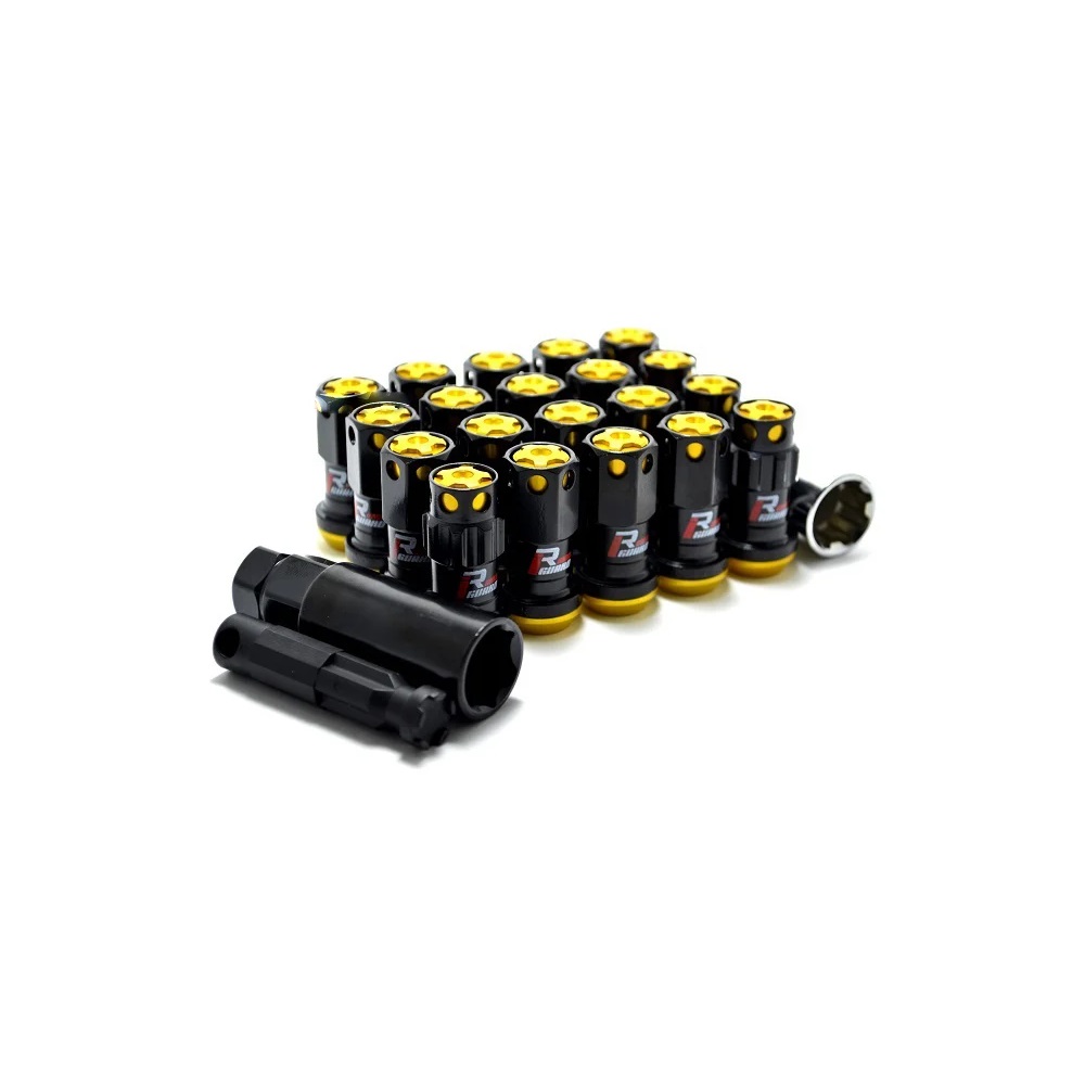Комплект гаек M12x1.5 Конус h-46мм , Жолтый, Ключ 19, кованые Арт. kk911945RCN(16/4/3)GD
