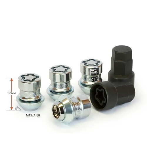 Гайки секретные M12x1.5 Конус h-33мм закрытая, Хром, Ключ 19-21, Арт. 726345FD2