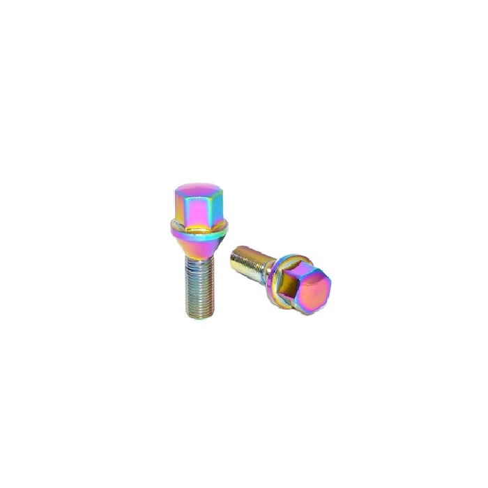 Болт колёсный M12x1.5 Конус L-28мм Радужный хром, Ключ 17, Арт. 175110/RB