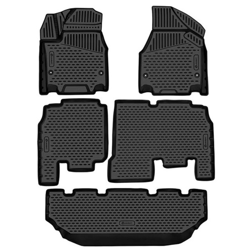 Коврики в салон Chrysler Pacifica  2016-2020, полиуретан 3D Element, Черный, не Гибрид, 7-МЕСТ Арт. ELEMENT3D01909210K
