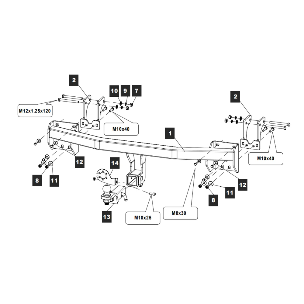 Фаркоп Mitsubishi Outlander III 2012-2014 (E с антистуком) TOWRUS Арт. 149341