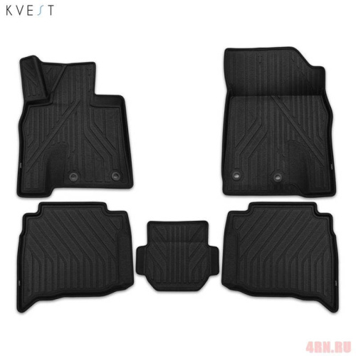 Коврики в салон Toyota Land Cruiser 200 2012-2015 FL1, полиуретан 3D KVEST с черным кантом, Черный, Арт. KVESTTYT00001K