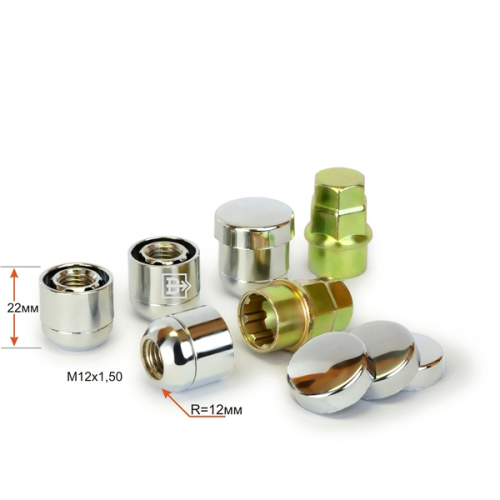 Гайки секретные M12x1.5 Сфера h-22мм открытая, Хром, Спец Ключ, Арт. 408145X2