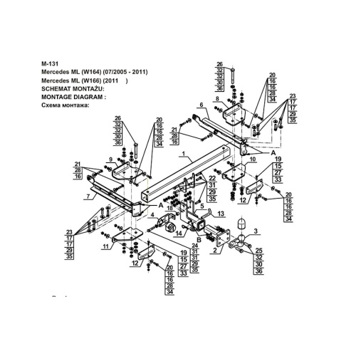 Фаркоп Mercedes M (W166) 2011-2015 Steinhof Арт. M131