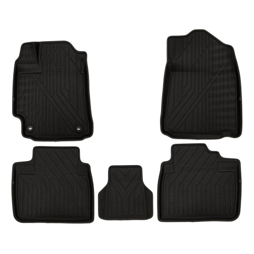 Коврики в салон Toyota Camry (XV50) 2011-2014, полиуретан 3D KVEST с черным кантом, Черный, Арт. KVESTTYT00003K