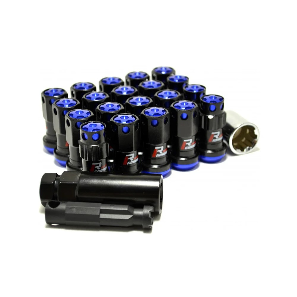 Комплект гаек M12x1.25 Конус h-46мм , Синий хром, Ключ 19, кованые Арт. kk911944RCN(16/4/3)BL