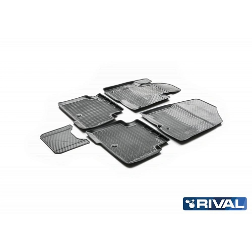 Коврики в салон Hyundai Santa Fe (DM) 2012-2016, полиуретан Rival, Черный, Арт. 12306002