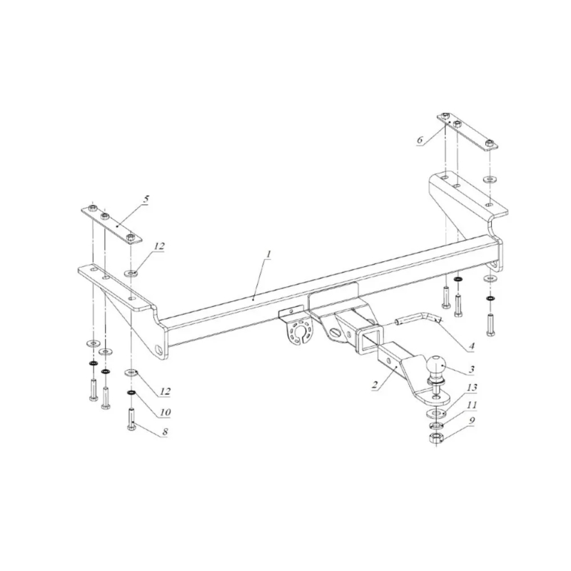Фаркоп Toyota Hilux 2015-2020 E с антистуком БИЗОН Арт. FA0971EAK