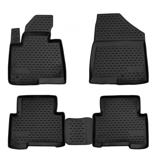 Коврики в салон Hyundai Santa Fe (DM) 2012-2016, полиуретан Aileron, Черный, Арт. 60638