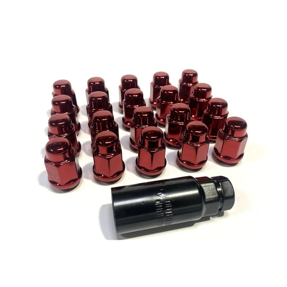 Комплект гаек M12x1.25 Конус h-35мм закрытая, Красный, Ключ 17, Арт. KK401444HT/RD