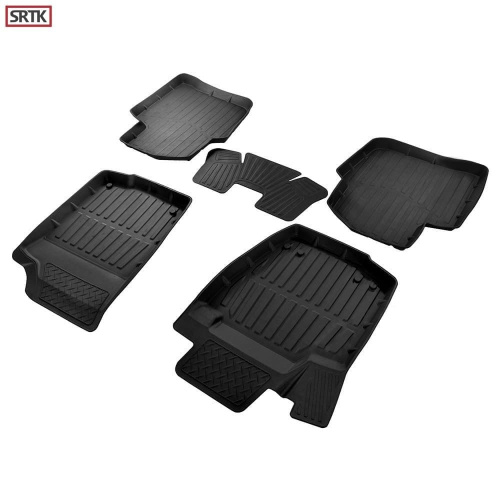Коврики в салон Volkswagen Polo  2020-2023, резина 3D SRTK Premium, Черный, Арт. PR.NB.SK.RAP.12G.02061