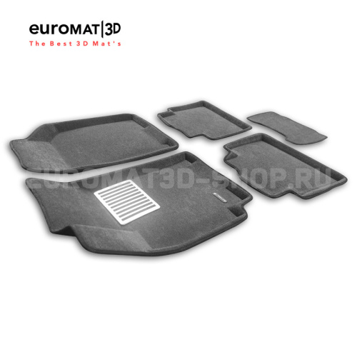 Коврики в салон Chevrolet Lacetti 2004-2013 Седан, 3D ткань Euromat LUX, Серый, Арт. EM3D001506G