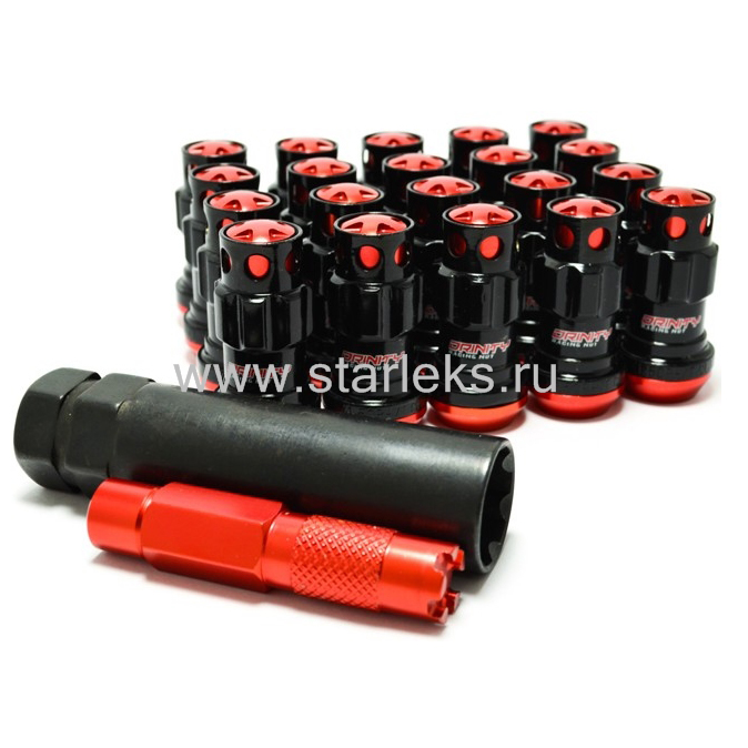 Комплект гаек M12x1.5 Конус h-46мм , Красный, Ключ 19, кованые Арт. kk911945RCN(16/4/3)RD