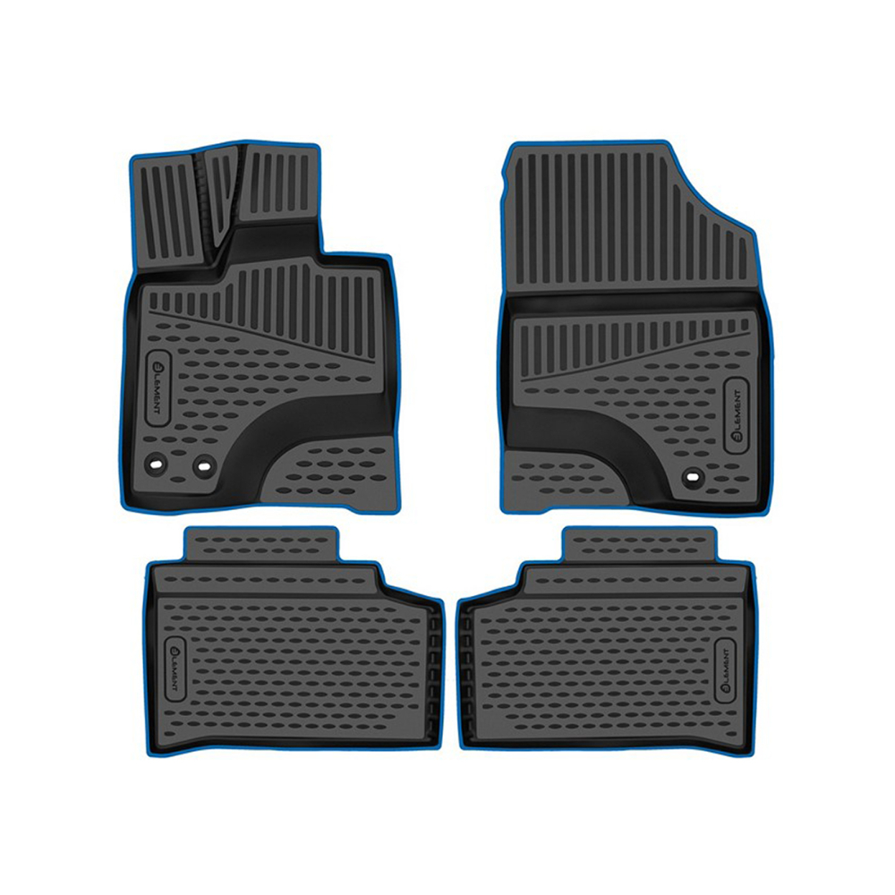 Коврики в салон Changan UNI-K 2020-, полиуретан 3D Element, Черный, синий кант Арт. KANTELEM3DA67032210KBL