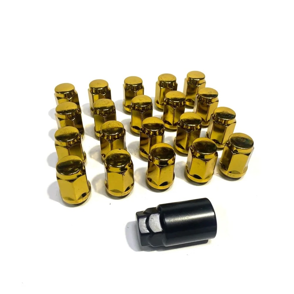 Комплект гаек M14x1.5 Конус h-35мм закрытая, Золотой хром, Ключ 19, Арт. KK401448HT/GD
