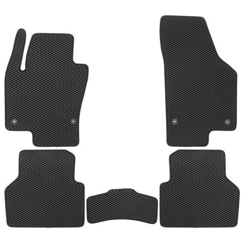 Коврики в салон Volkswagen Tiguan  2007-2011, EVA Klever с черным кантом, Черный, Арт. EVA.B.0505102122110KH