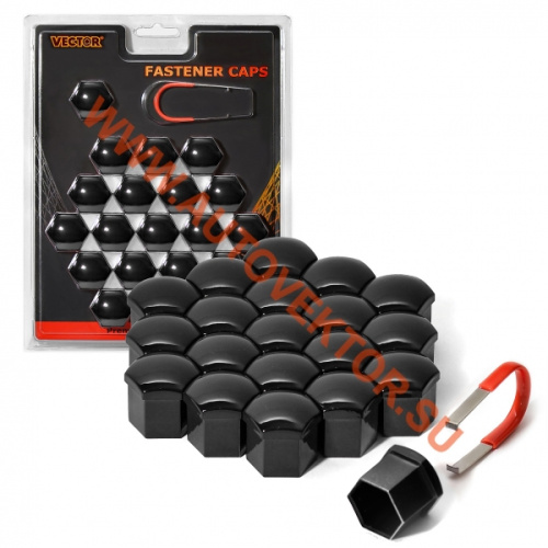 Декоративные колпачки для колесных гаек и болтов Big HEX19(Black Chrome) Vector