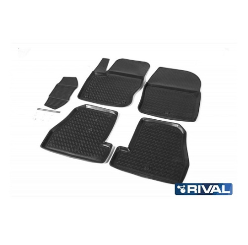 Коврики в салон Ford Focus  2010-2015 Хэтчбэк 5 дв., полиуретан Rival, Черный, Арт. 11801003