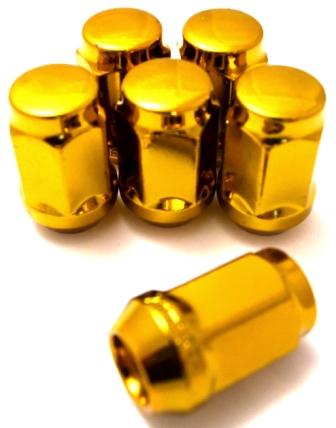 Комплект гаек M12x1.5 Конус h-35мм закрытая, Золотой хром, Ключ 19, Арт. KK401445HT/GD