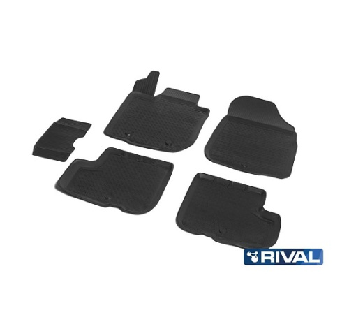 Коврики в салон LADA Largus 2012-2021 Универсал, полиуретан Rival, Черный, 7 мест, в т.ч. Cross Арт. 16003006