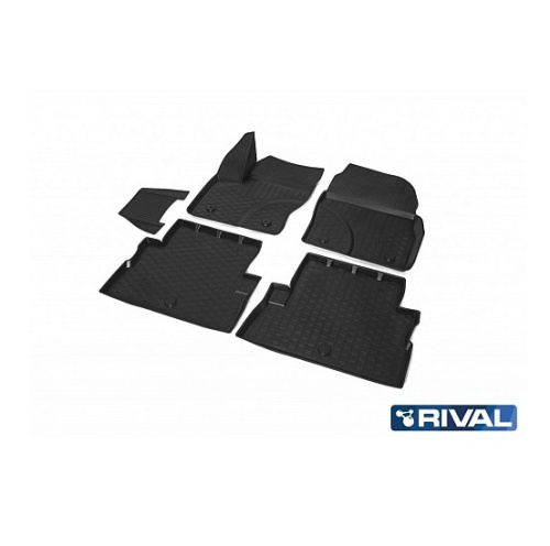 Коврики в салон Ford Kuga  2011-2017, полиуретан 3D Rival, Черный, Арт. 11804001