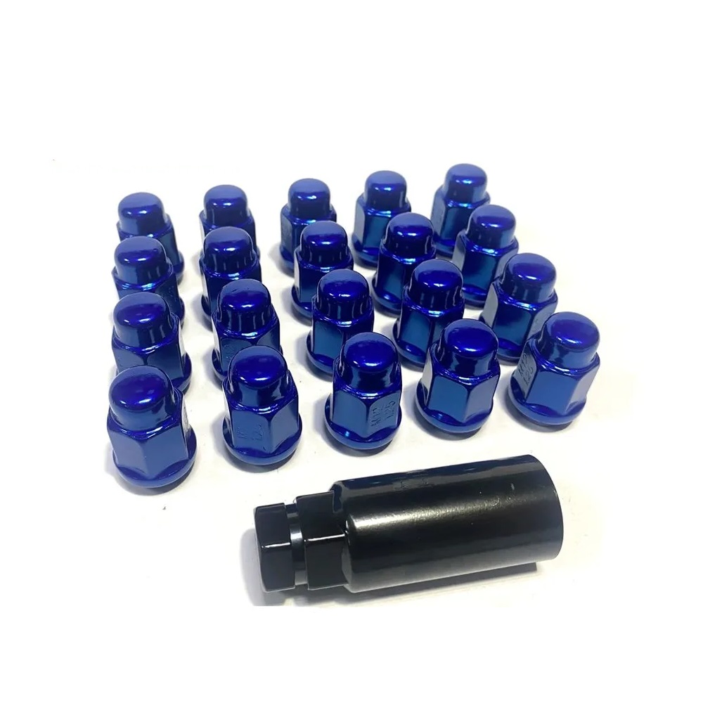 Комплект гаек M12x1.25 Конус h-35мм закрытая, Синий, Ключ 17, Арт. KK401444HT/BL