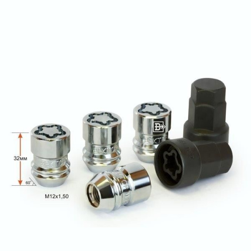 Гайки секретные M12x1.5 Конус h-32мм закрытая, Хром, Ключ 19-21, Арт. 726345F2