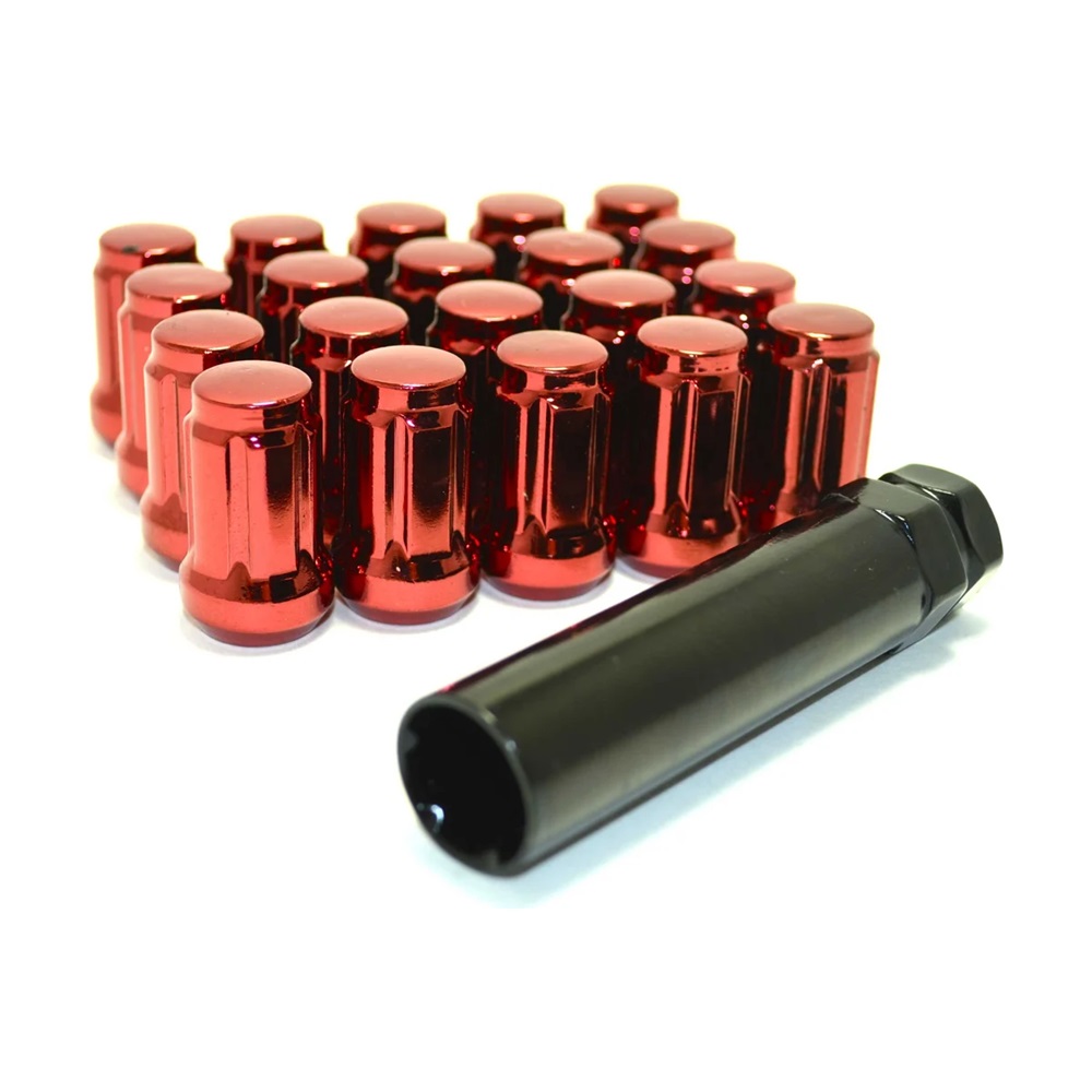 Гайка колеса M12x1.25 Конус h-35мм закрытая, Красный, Ключ внешний 12-шлицевой, Арт. B911144SD/RD