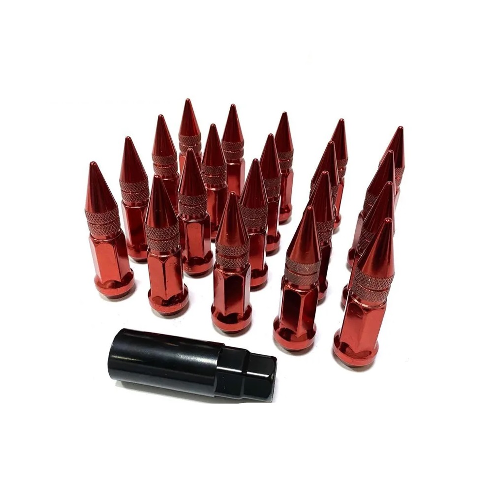 Комплект гаек M12x1.25 Конус h-80мм закрытая, Красный, Ключ 19, Арт. KK911944SD/RD