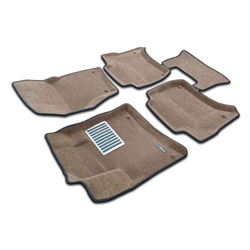 Коврики в салон Porsche Cayenne (958) 2010-2014, 3D ткань Euromat LUX, Коричневый, Арт. EM3D004101R