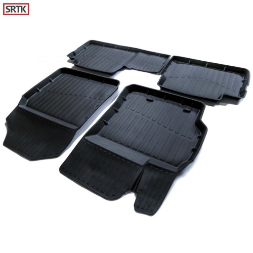 Коврики в салон Toyota Auris 2006-2010 5 дв., резина 3D SRTK Premium, Черный, Арт. PR.TY.AUR.06G.02X13