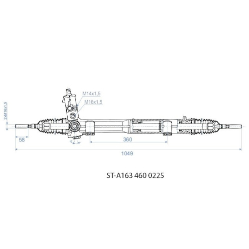 Рейка рулевая  Mercedes M (W163) 1997-2001 W163 M14х1,5.16х1,5,  Арт. STA1634600225