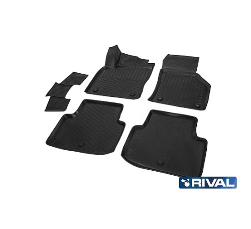 Коврики в салон Volkswagen Passat (B8) 2014-2020 Универсал, полиуретан 3D Rival, Черный, Арт. 15803002