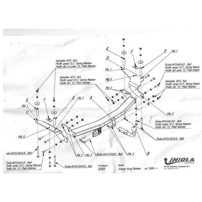 Фаркоп SsangYong Kyron I 2005-2007 IMIOLA Арт. S051