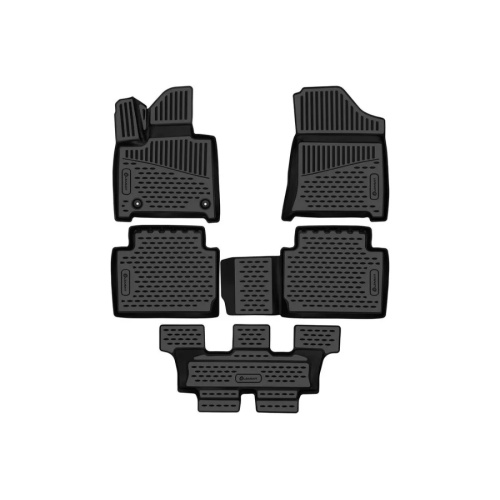 Коврики в салон Hyundai Santa Fe (MX5) 2023-, полиуретан 3D Element, Черный, 7 мест Арт. ELEMENT3DAN0687210K