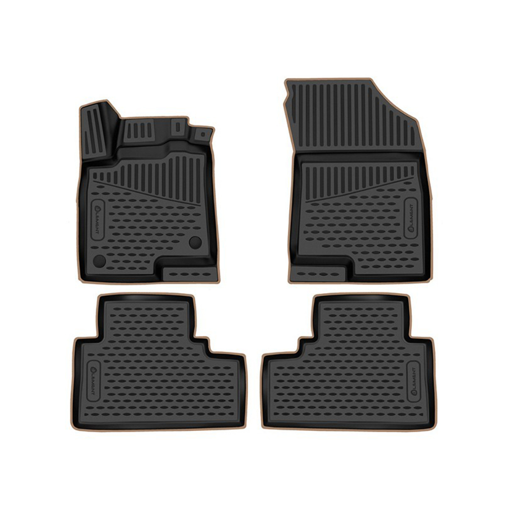 Коврики в салон Haval Jolion 2021-, полиуретан 3D Element, Черный, 2WD, бежевый кант Арт. KANTELEM3DAN0015210KBG